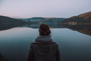 Student near lake